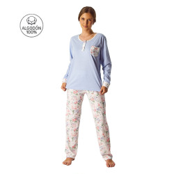 Pijama largo mujer algodón...