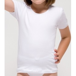 Camiseta manga corta niña algodón elastano