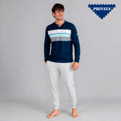 Pijama largo hombre cuello...